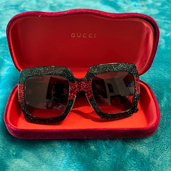 Gucci Glitter Oversized Square Sunglasses